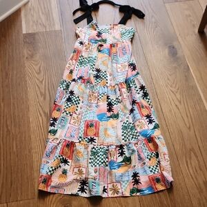 Skies Are Blue Multicolor Tropical Kids Dress